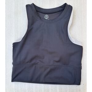 EUC Move Theology Sports Bra Women’s Medium Black/Cream Racerback High Neck